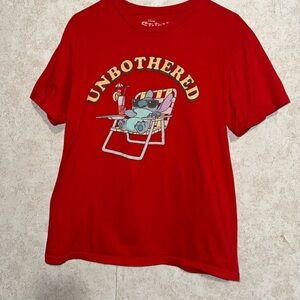 Disney Red Graphic Tee with Stitch  Print